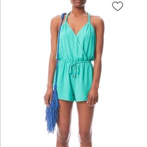 Like new teal romper with cinched waist